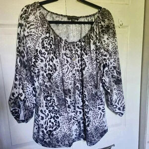 Classic Edition Women's  Leopard 3/4 Sleeve Blouse - Size XL